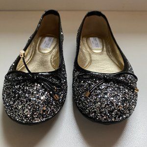 Jimmy Choo "Walsh" Glittery Ballerina Flats